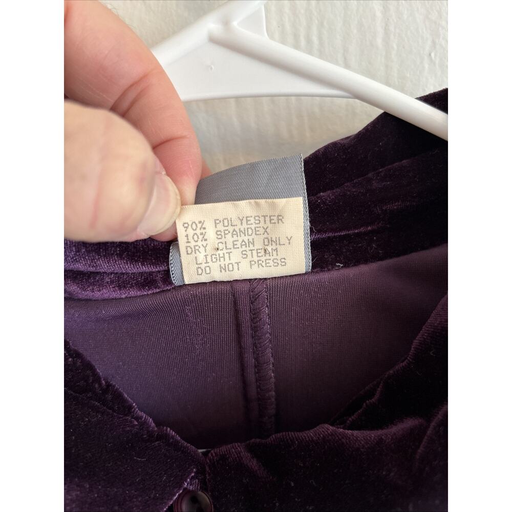 Vintage Rabbit Rabbit Rabbit Designs - Purple Velvet Long Button Down Size 24W - Picture 4 of 7